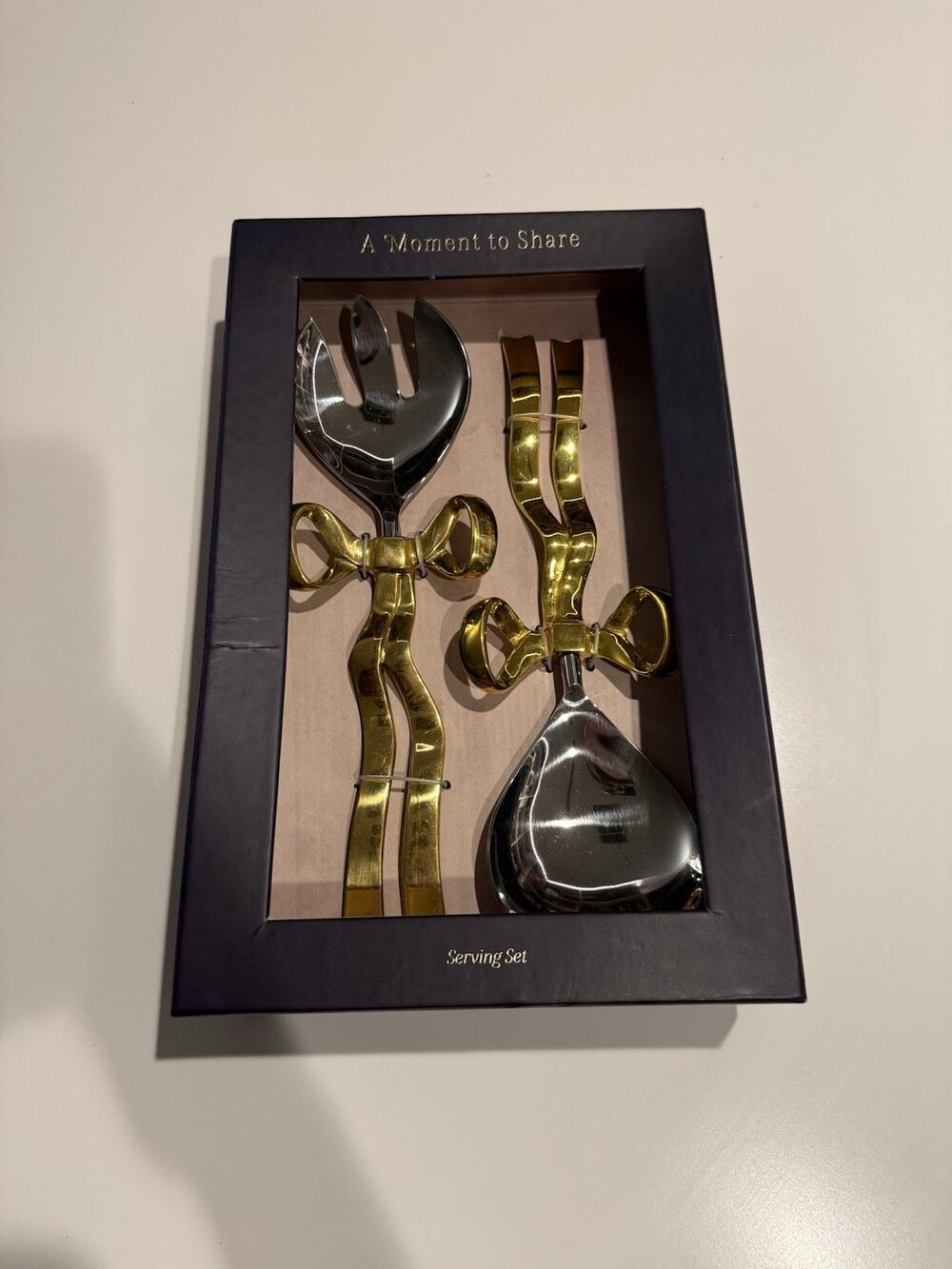 Benedita Stainless Steel Bow Serve Set by Anthropologie New In Box